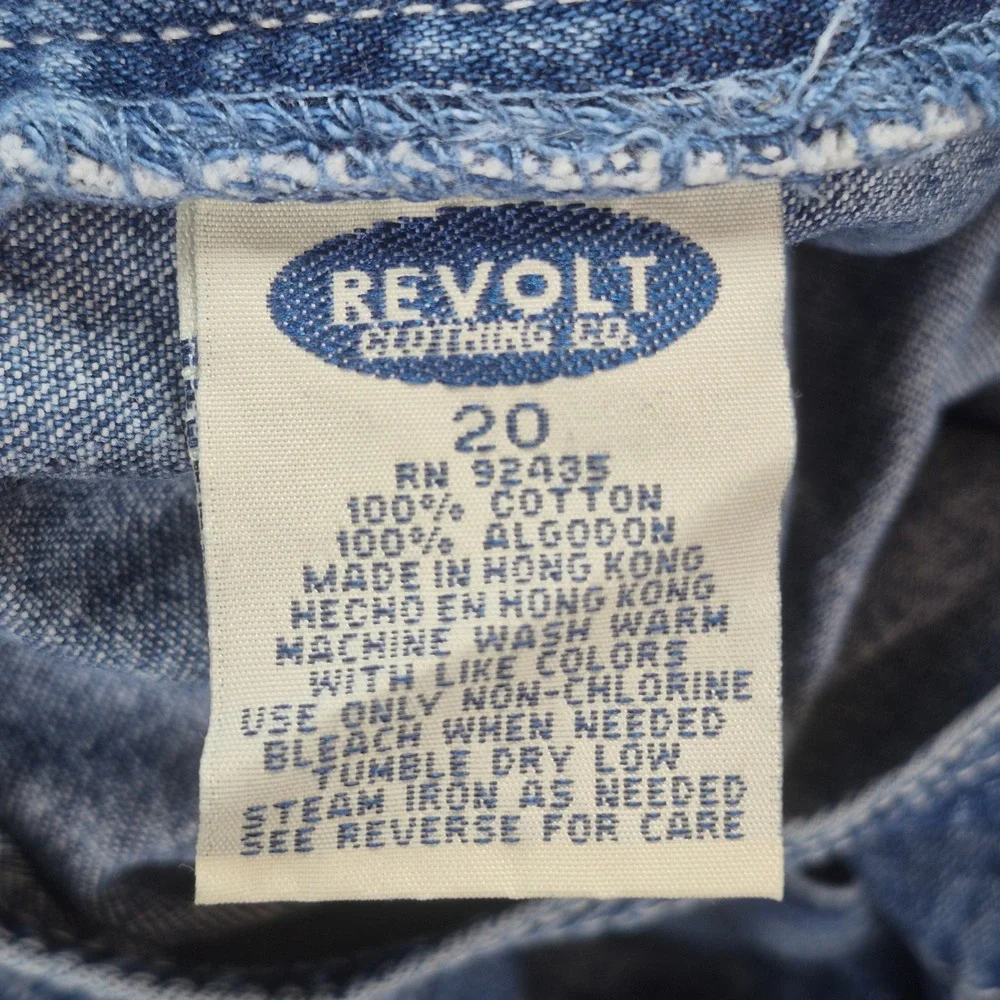 Vintage Revolt Denim Overalls Womens 20 Blue Vintage Carpenter Bib Dungarees - Picture 4 of 10